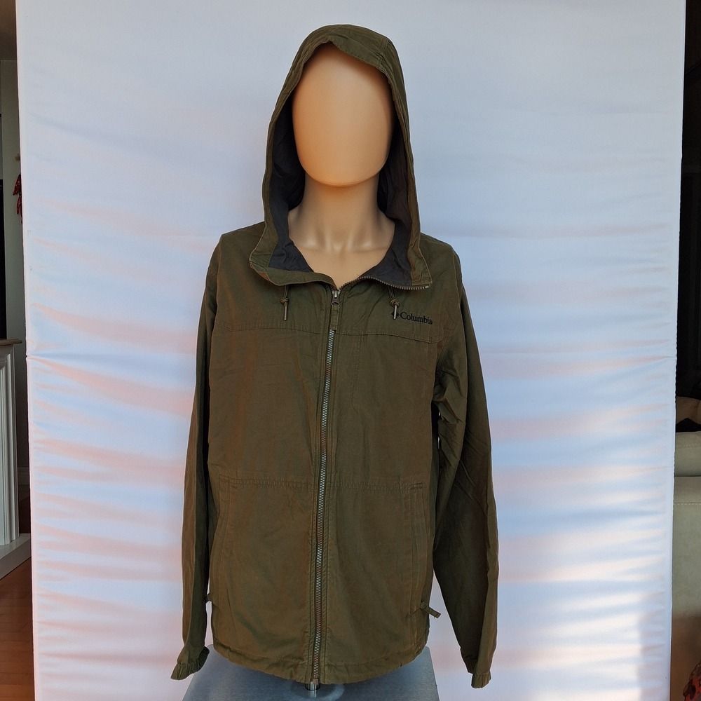 Columbia Mens Olive Green Full Zip Hooded Jacket XM3809 Size Medium